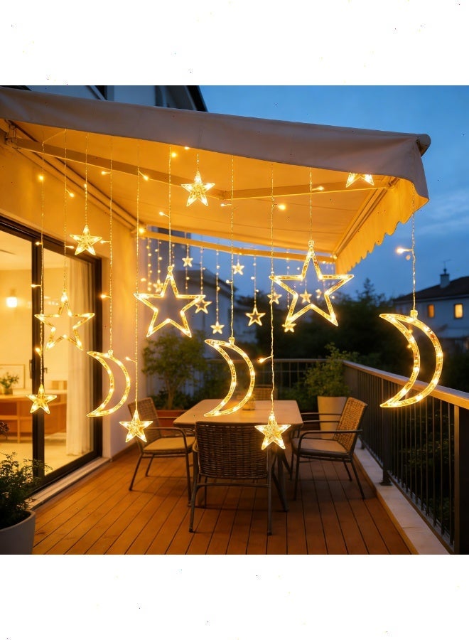 Ramadan Lights Curtain Lights: 8-Mode LED Star-Moon String Lights – Premium Ramadan Decorations with USB Power & Remote Operation - Image 2